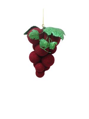 Yılbaşı Ağaç Süsü Salkım Üzüm Figürlü Keçe Asılabilir Dekoratif Süs Bordo 16 cm