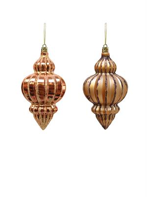 Yılbaşı Ağaç Süsü Simli Parlak Mat Karışık Sarkıt Süs Bakır 12 cm 4lü