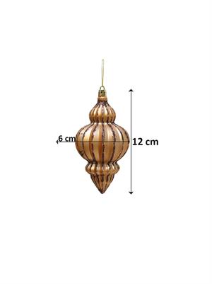 Yılbaşı Ağaç Süsü Simli Parlak Mat Karışık Sarkıt Süs Bakır 12 cm 4lü