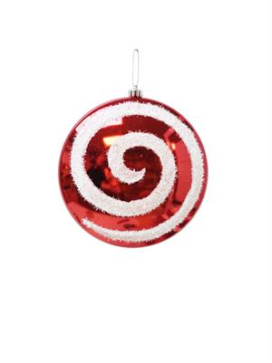 Yılbaşı Ağaç Süsü Simli Spiral Desenli Dekoratif Şeker Kırmızı Beyaz 20 cm 2li