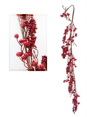 Yılbaşı Dekor Süsleri Kokina Berry Mini Meyve Detaylı Garland 150 cm