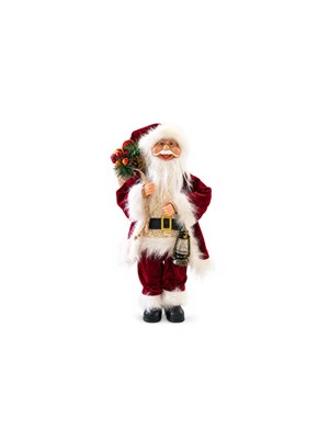 Yılbaşı Dekoru Fenerli Noel Baba 45 cm – Hediye Çuvallı Dekoratif Figür  