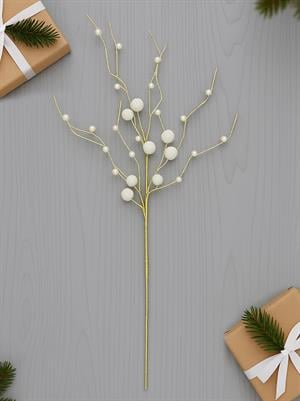 Yılbaşı Dekoru İnci Top Detaylı Dekoratif Dal Süsü 75 cm