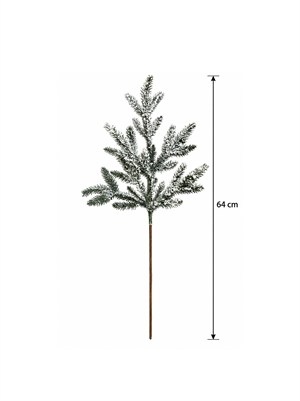 Yılbaşı Dekoru Karlı Yapay Yeşil Çam Dalı 64 cm – Dekoratif Vazo ve Ağaç Süsü