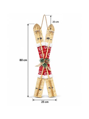 Yılbaşı Dekoru Kayak Temalı Asılabilir Süs 80 cm – Kapı ve Duvar Süsü