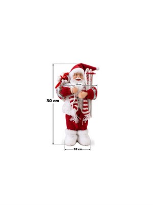 Yılbaşı Dekoru Kayaklı Noel Baba 30 cm – Kırmızı Beyaz Dekoratif Figür