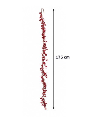 Yılbaşı Dekoru Kırmızı Kokina Berry Garland 175 cm – Dekoratif Kapı ve Şömine Süsü