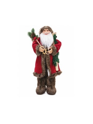 Yılbaşı Dekoru Kürk Detaylı Noel Baba 60 cm – Rustik Yılbaşı Süsü