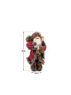 Yılbaşı Dekoru Kürklü Noel Baba 30 cm – Rustik Yılbaşı Süsü