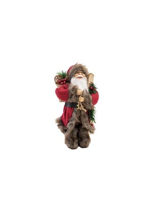 Yılbaşı Dekoru Kürklü Noel Baba 30 cm – Rustik Yılbaşı Süsü