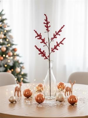 Yılbaşı Dekoru Minik Meyveli Kokina Berry Yapay Dal Kırmızı 58 cm 