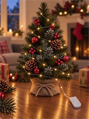 Yılbaşı Dekoru Pilli Peri LED Işık - Günışığı 20 LED 2 Metre Ağaç Süsü