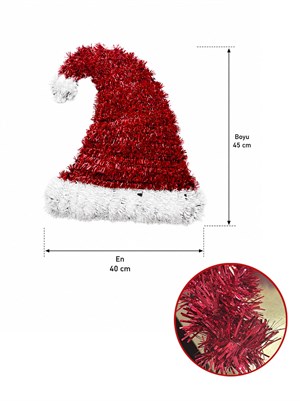 Yılbaşı Dekoru Kırmızı Noel Baba Şapkası  –  Kapı, Duvar ve Ağaç Süsü 45 cm