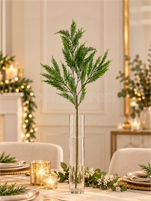 Yılbaşı Dekoru Yapay Yeşil Selvi Çam Dalı 80 cm – Dekoratif Vazo ve Ağaç Süsü  