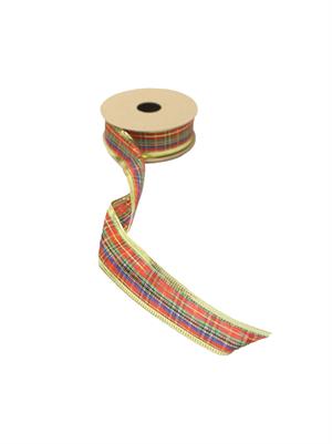 Yılbaşı Kırmızı Ekose Kurdele – Dekoratif Hediye Süsleme Şeridi 2,5 cm