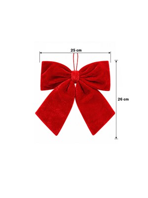 Yılbaşı Kırmızı Kadife Kurdele Fiyonk 25 cm – Ağaç ve Kapı Süsü