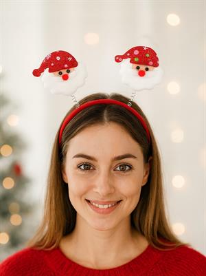 Yılbaşı Parti Tacı Noel Baba Figürlü Taç Kırmızı