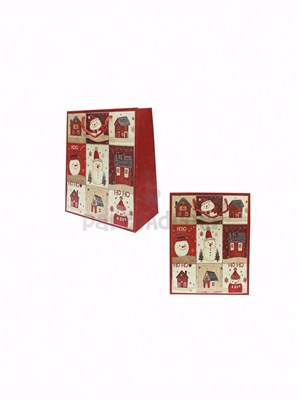 Yılbaşı Temalı Karton Hediye Çantası – Kardan Adam Motifli 18x23x10 cm