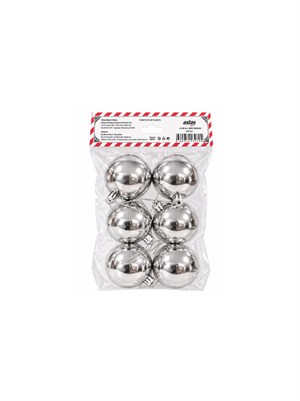 Yılbaşı Topları Çam Ağacı Süsleri Gümüş Rengi 6 cm 6lı