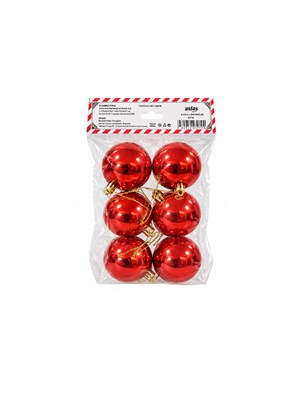 Yılbaşı Topları Çam Ağacı Süsleri Kırmızı 6 cm 6lı