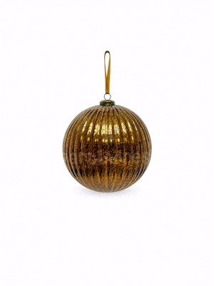 Yılbaşı Topu Bakır Cam Görünümlü – Eskitme Detaylı Çam Ağacı Süsü 15 cm