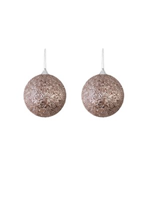 Yılbaşı Topu Kristal Doku Efektli 10 cm – Işıltılı Çam Ağacı Süsü Pembe 2li