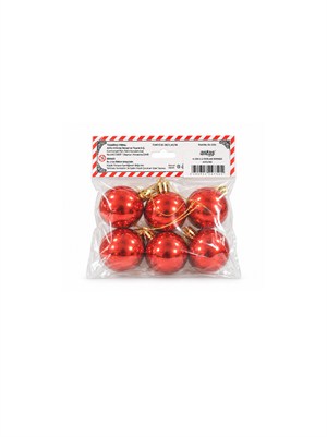 Yılbaşı Topu Çam Ağacı Süsü Kırmızı 4 cm 6lı