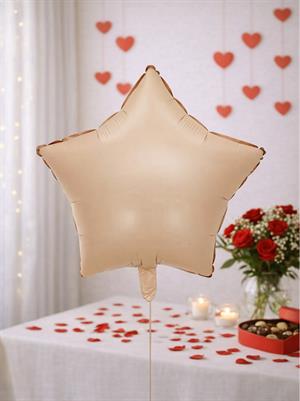 Yıldız Folyo Balon Bej Rengi Yıldız Figürlü Uçan Parti Balonu