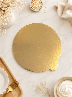 Yuvarlak Gold Pasta Altlığı – Doğum Günü Pasta ve Tatlı Sunum Tabanı 28 cm
