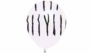 Zebra Baskılı Beyaz Balon 10'Lu
