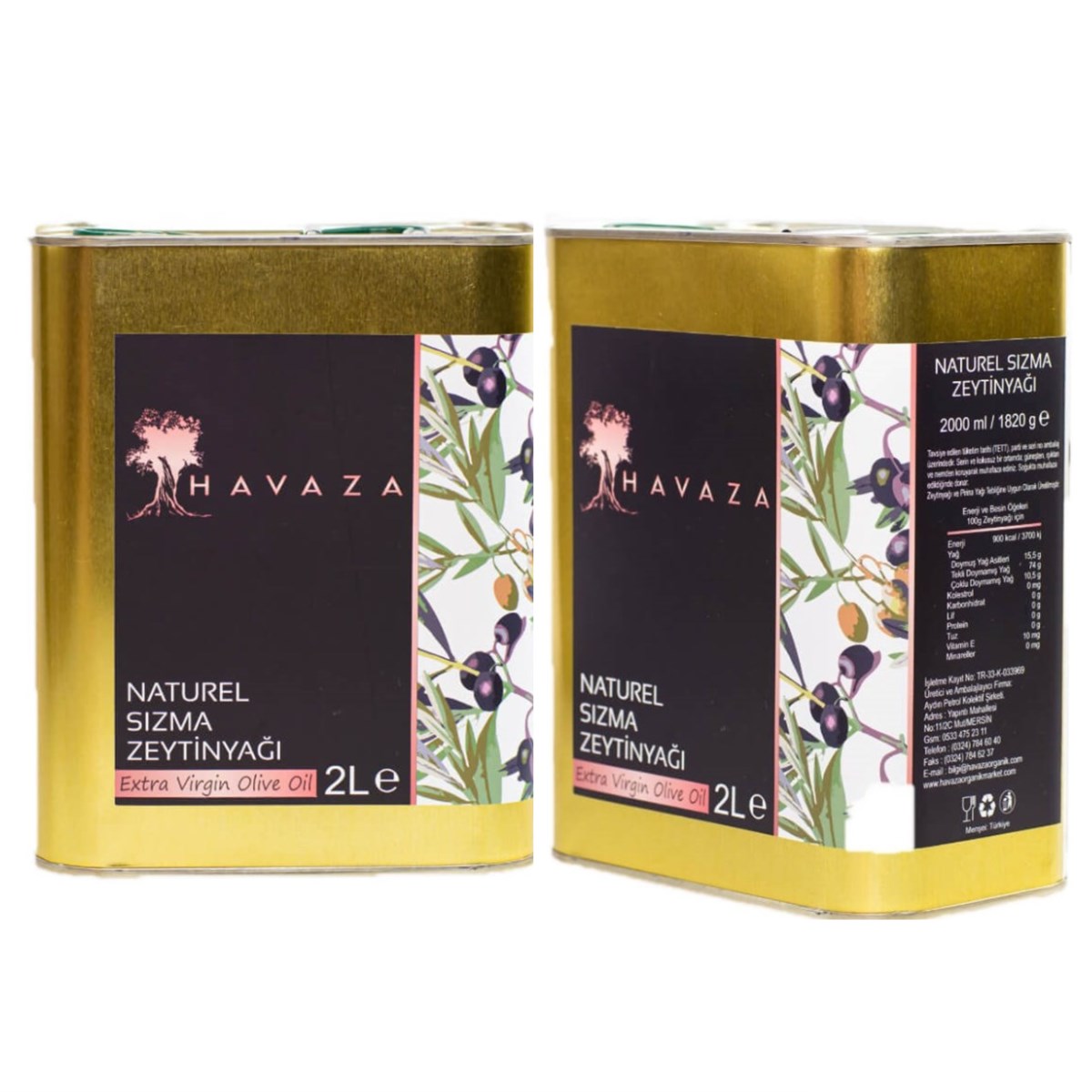 Havaza Naturel Sızma Zeytinyağı Koli 2x2 LT Soğuk Sıkım