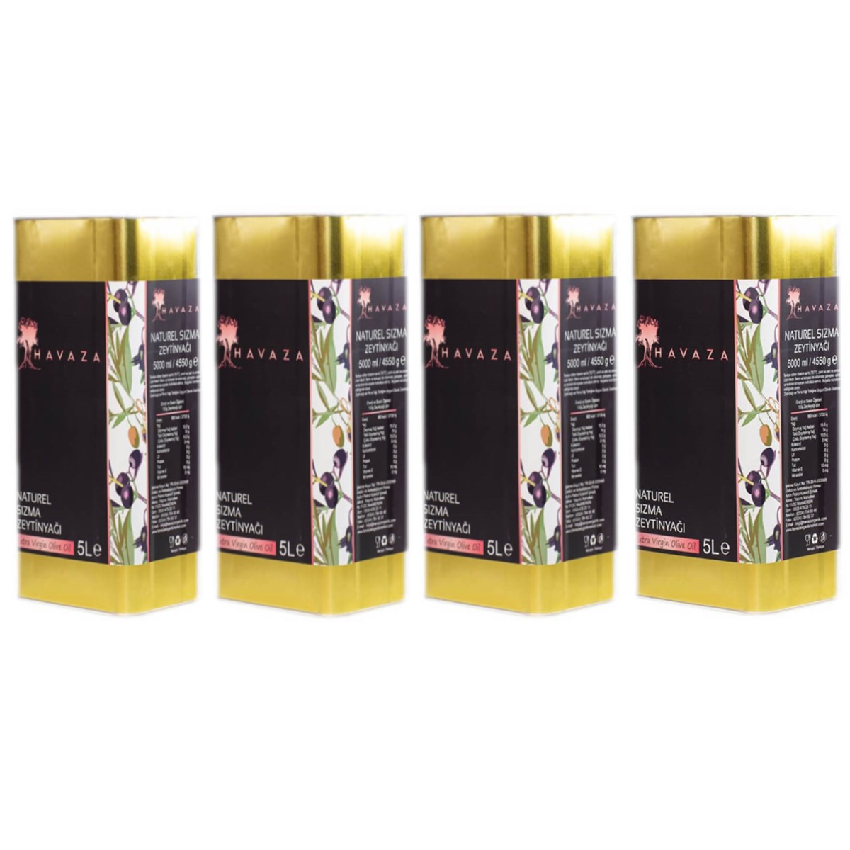Havaza Naturel Sızma Zeytinyağı Koli 4x5 LT Soğuk Sıkım