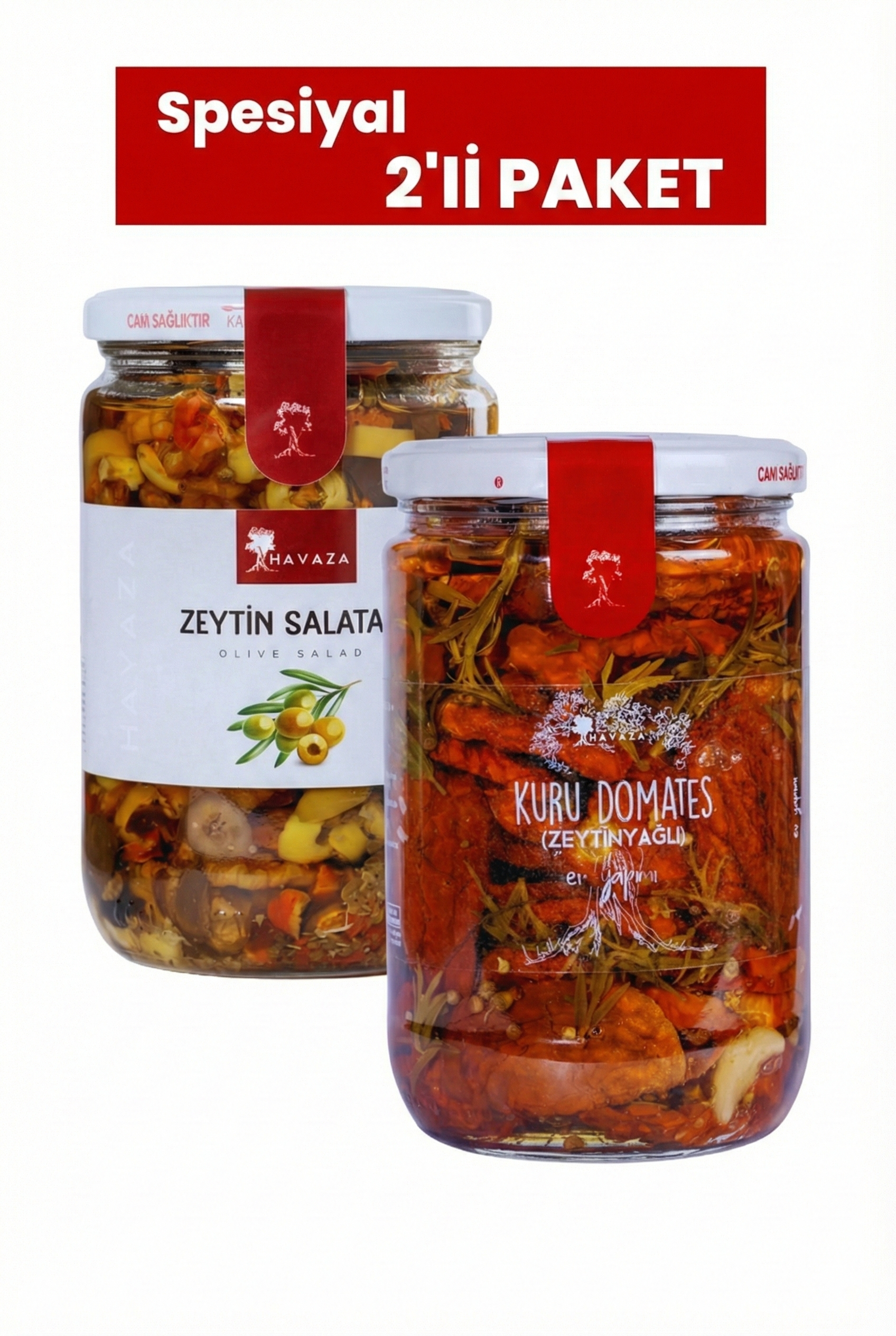 Zeytin Salatası ve Domates Kurusu Zeytinyağlı( KAHVALTILIK,MEZE ) 2 li'Spesiyal Paket 720 Gr.