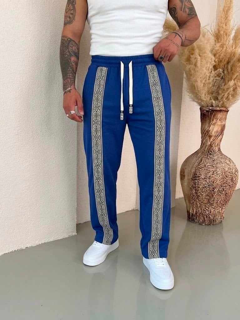 Baggy Etnik Desen Eşofman Lacivert