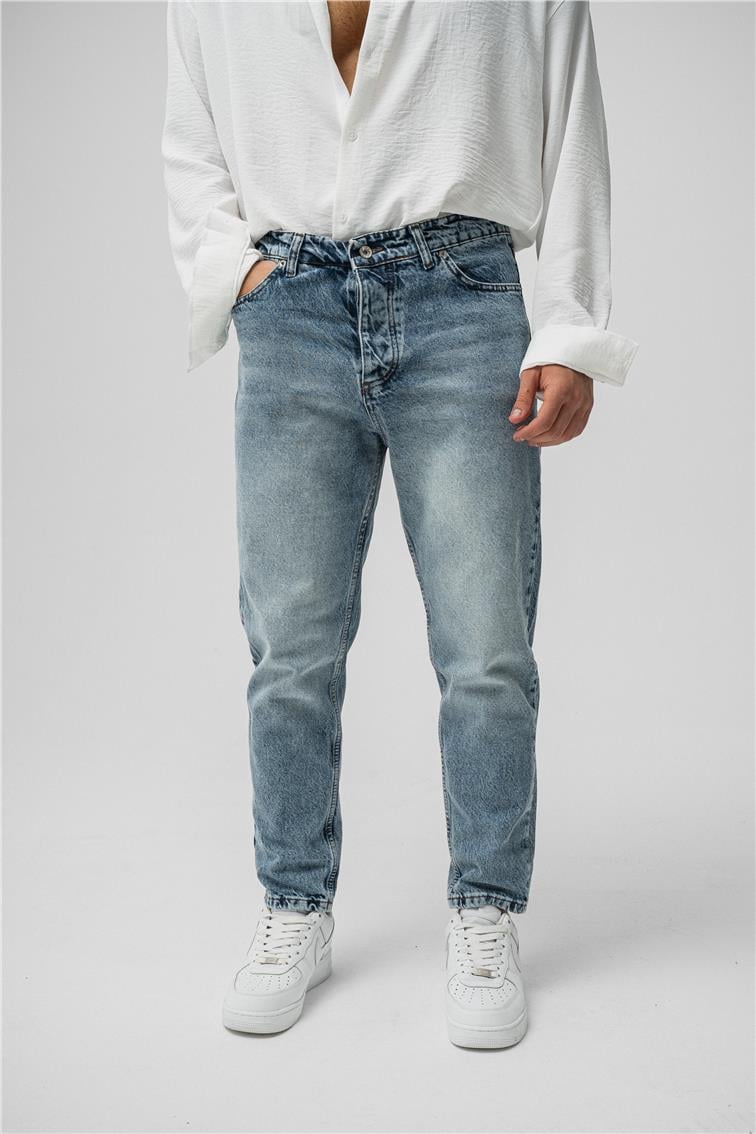 Basıc Mom Jean Yıkamalı Mavi