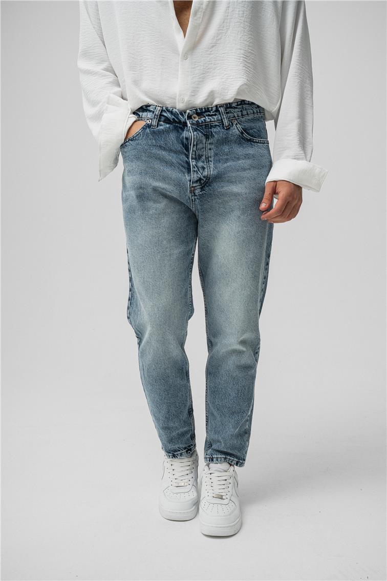 Basıc Mom Jean Yıkamalı Mavi