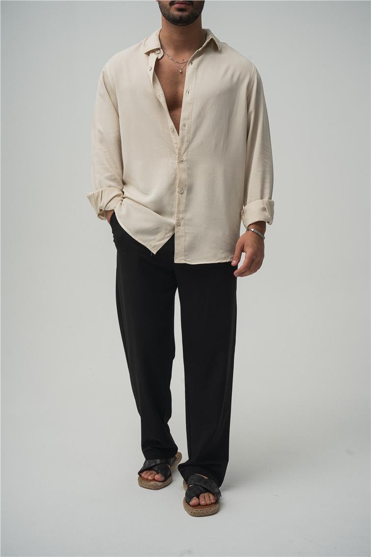 Basic Oversize Gömlek Krem