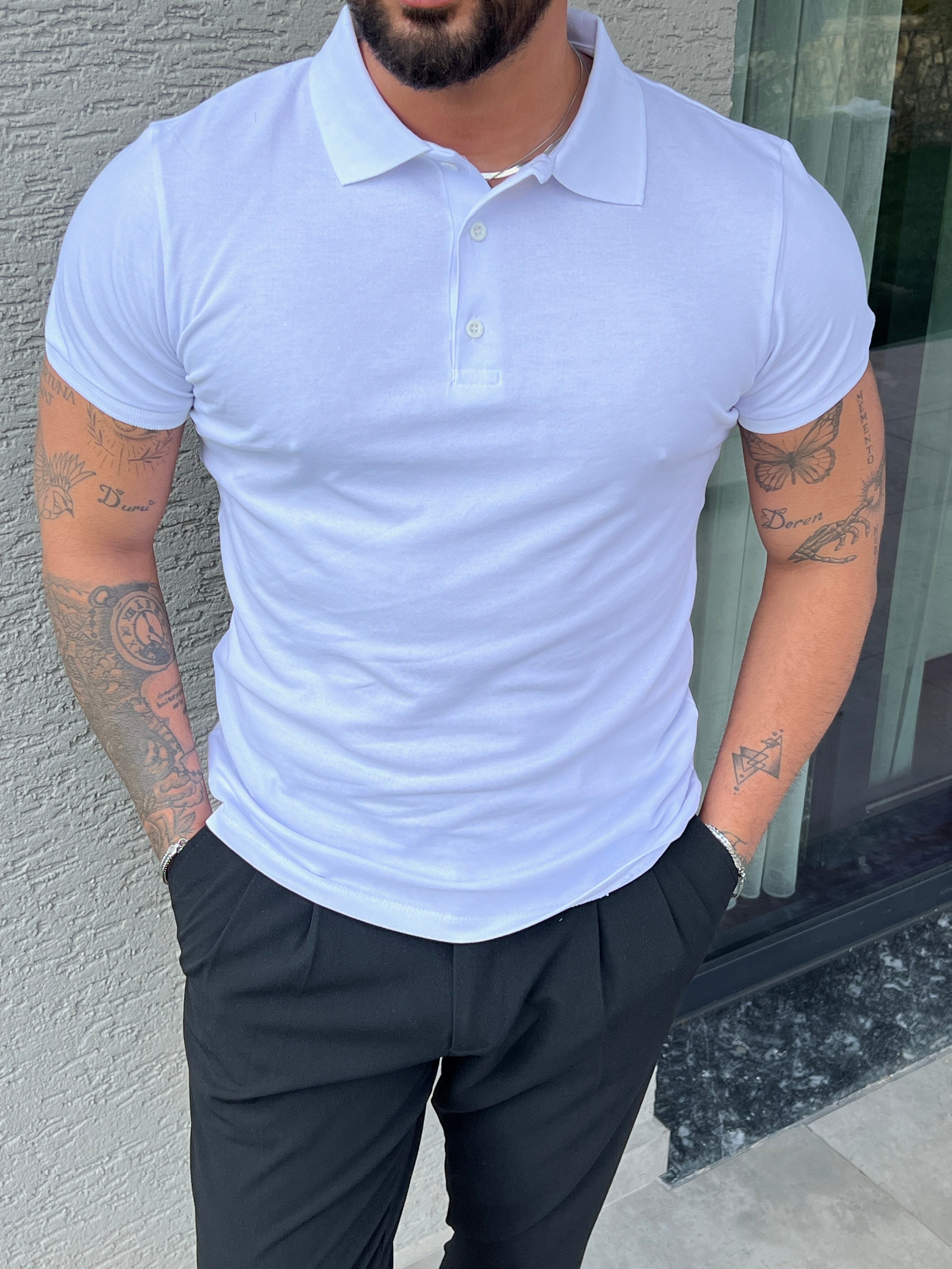 Basic Polo Yaka Tshirt Beyaz