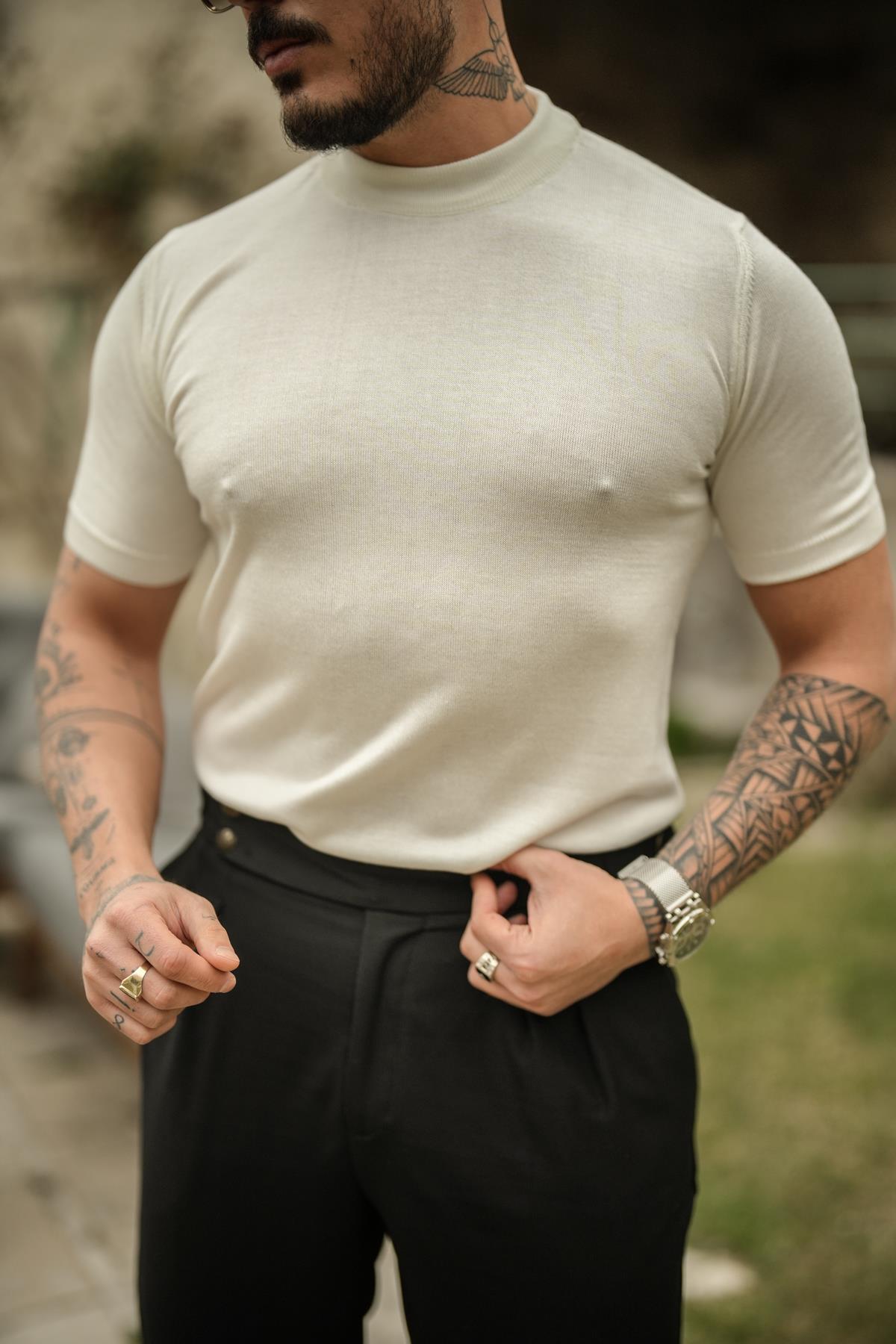 Basic Triko Slim Fit T-Shirt Beyaz
