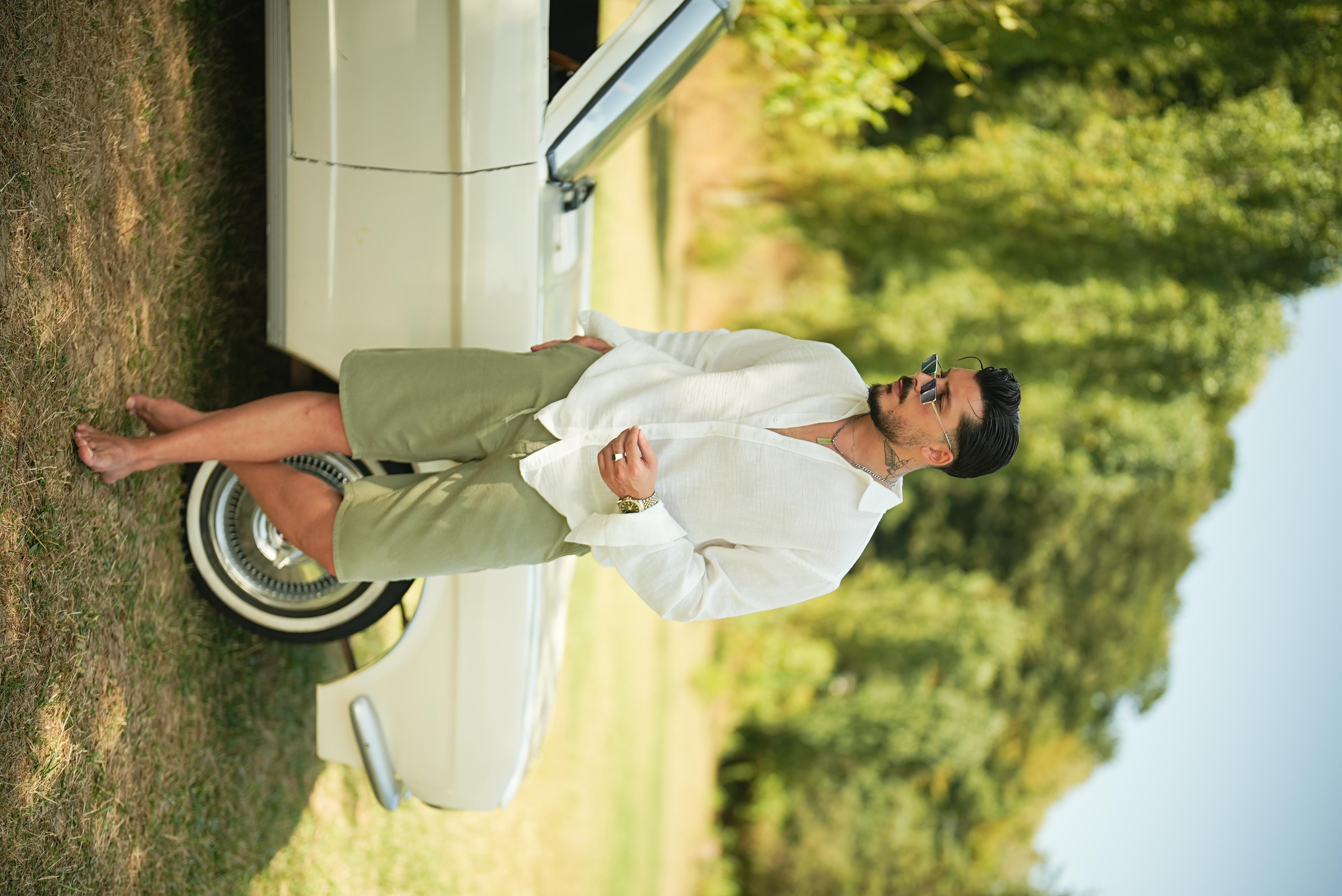 Bermuda Bol Kalıp Şort Haki