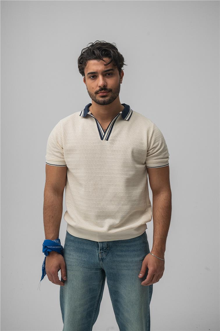 Çizgili Polo Yaka Lacivert