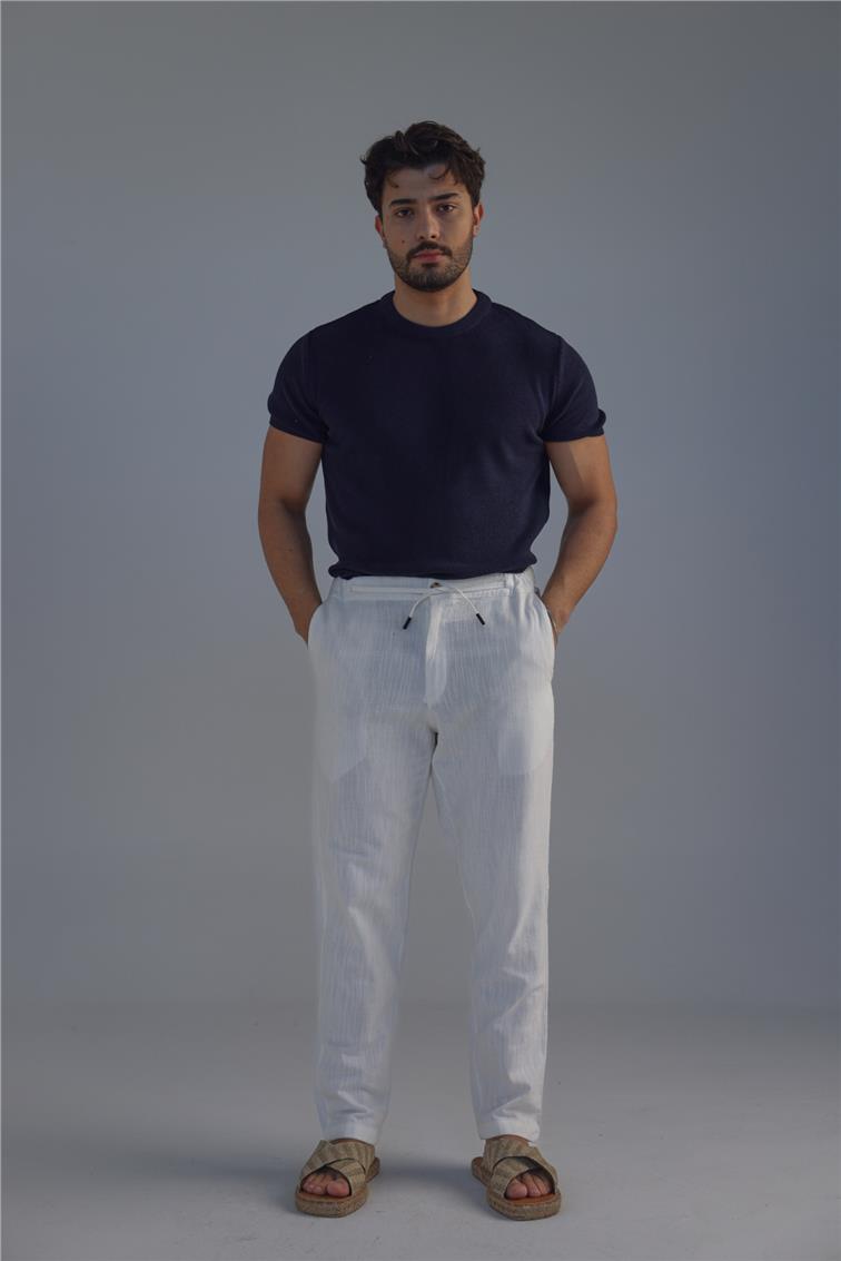 Dar Kalıp Örme T-Shirt Lacivert