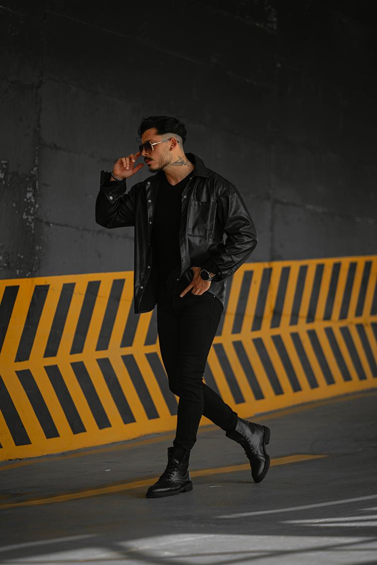 Deri Oversize Gömlek