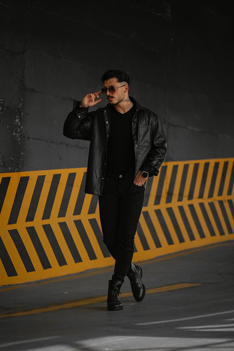 Deri Oversize Gömlek