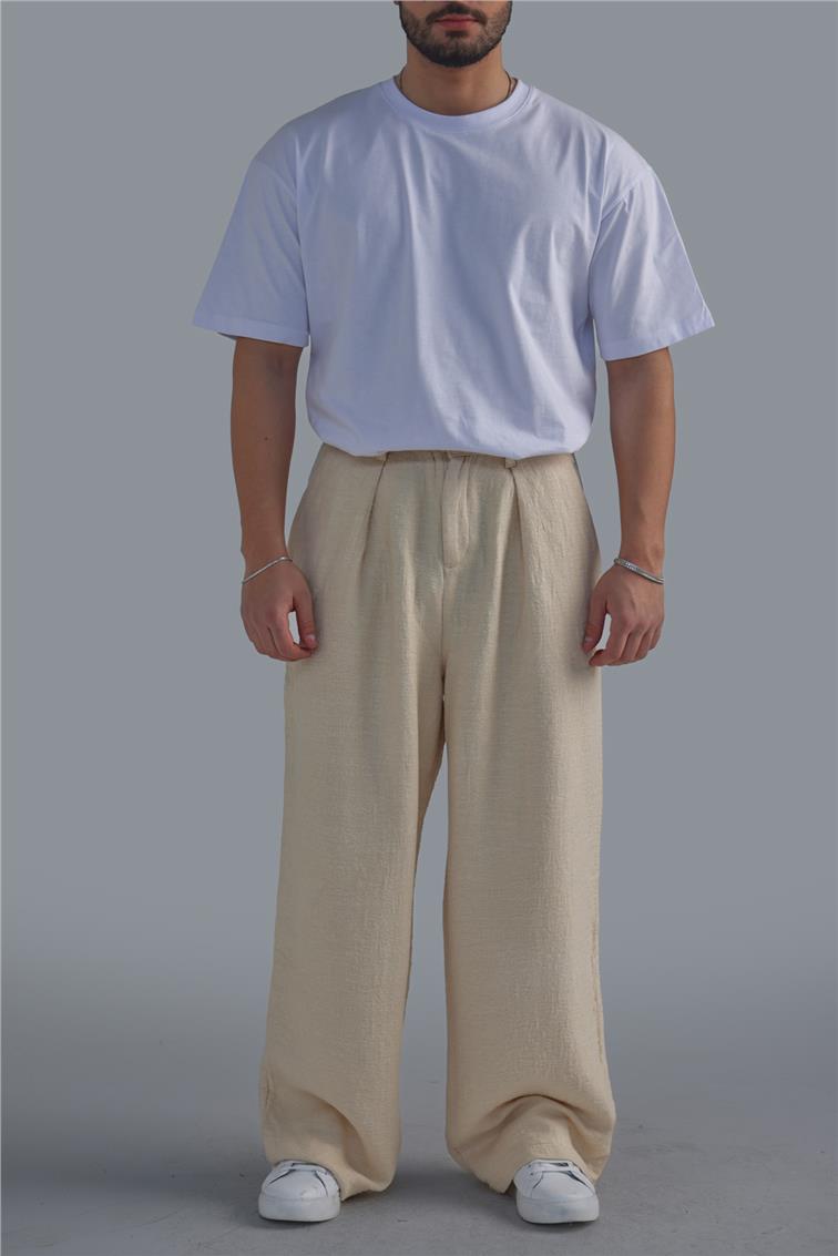 Desenli Baggy Pant. Bej