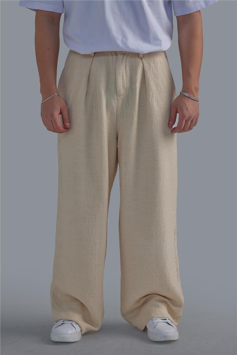 Desenli Baggy Pant. Bej