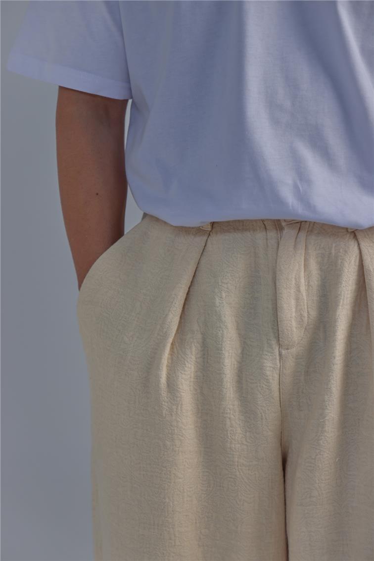 Desenli Baggy Pant. Bej