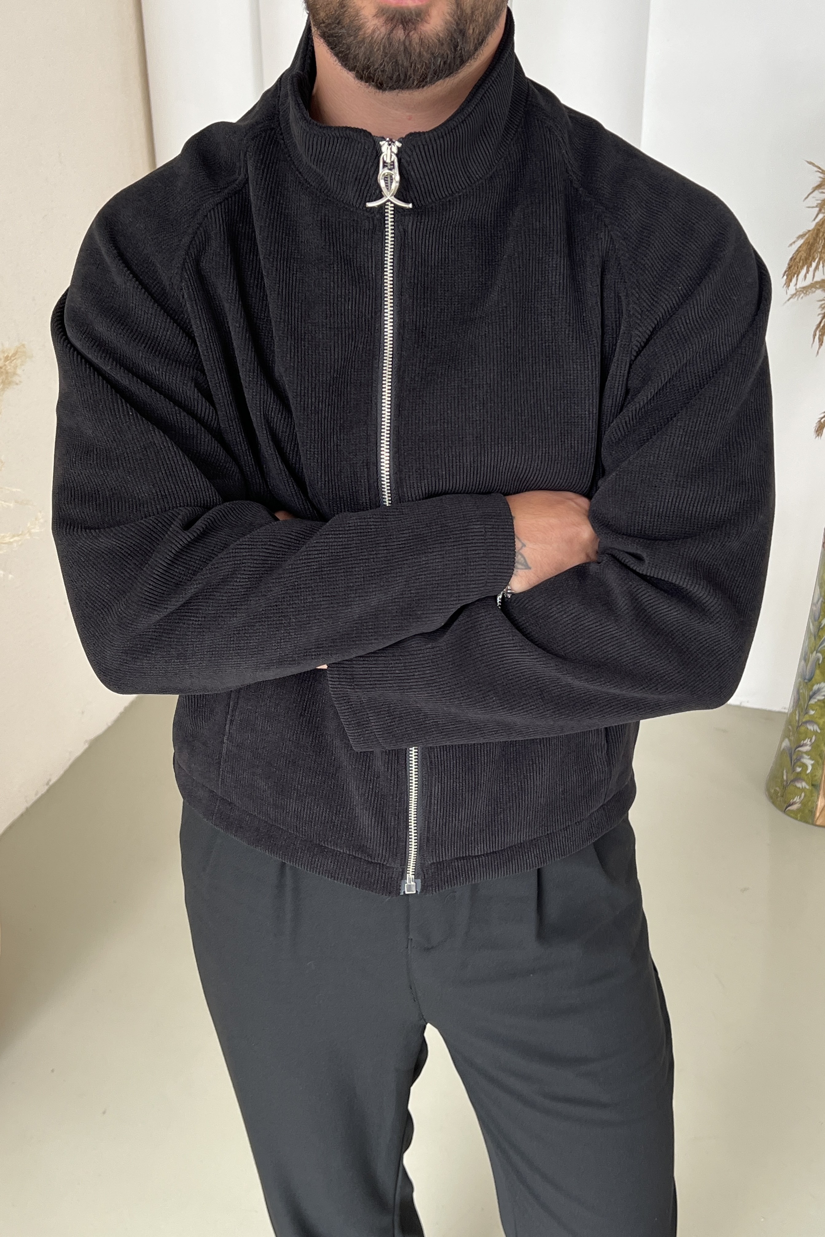 Fitilli Basic Box Fit Ceket Siyah