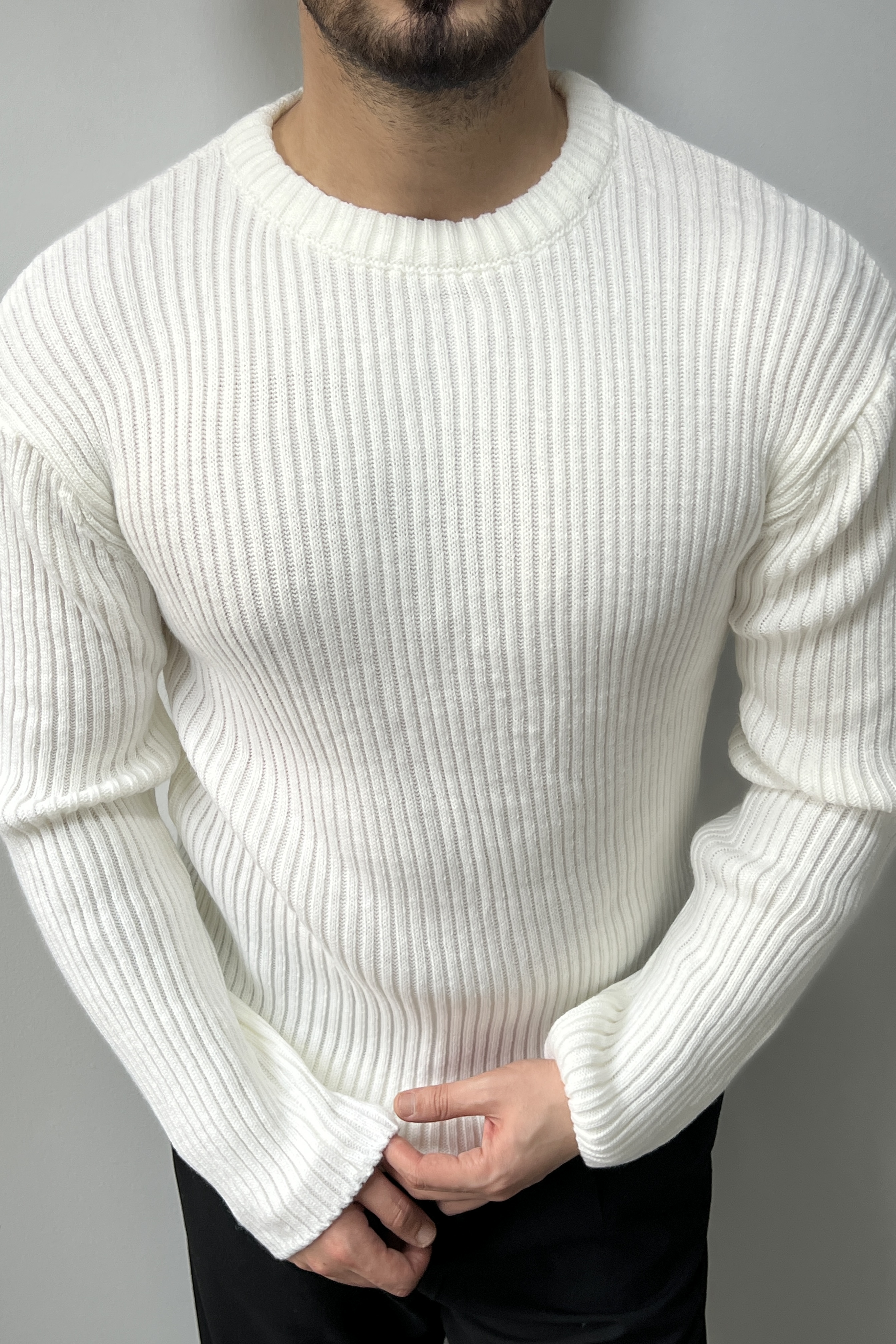 Fitilli Basic Kazak Beyaz