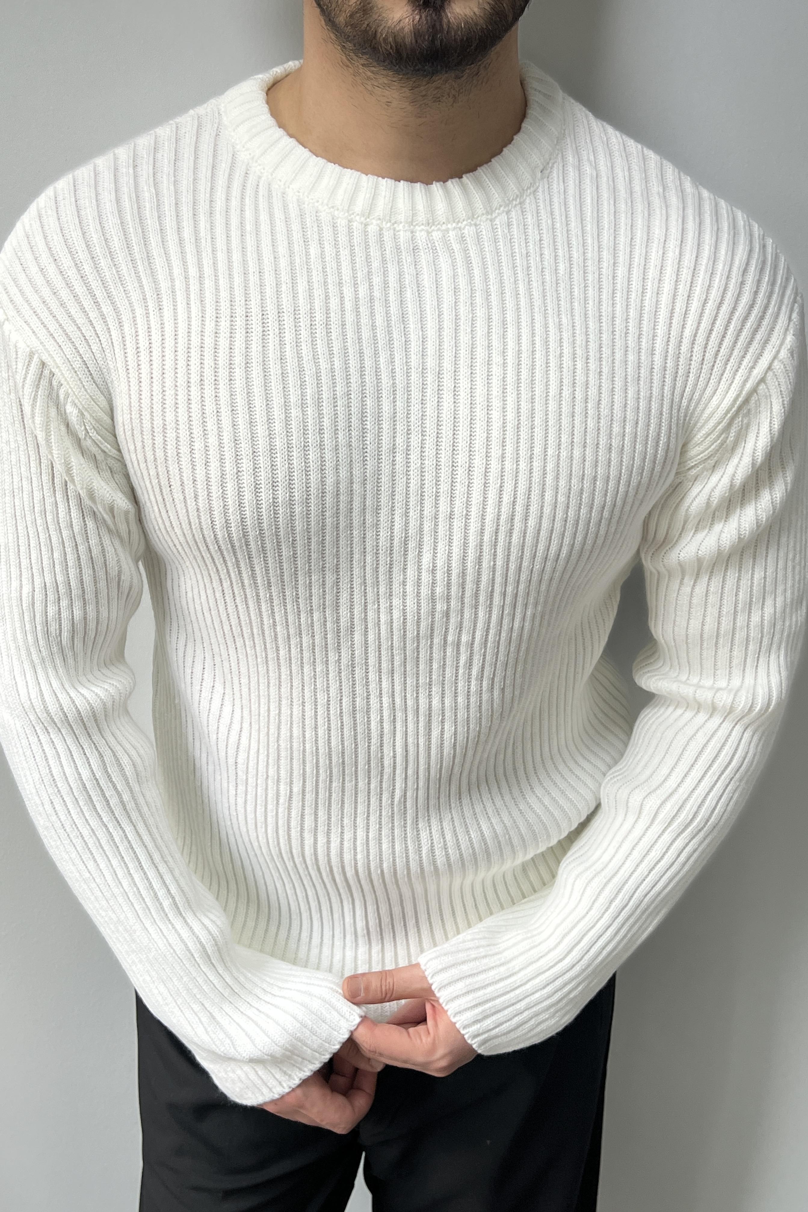 Fitilli Basic Kazak Beyaz